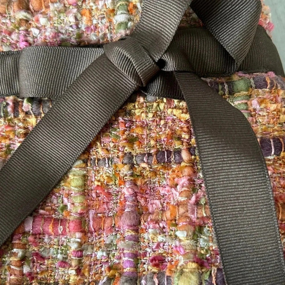 B's Bags Multicolor Woven Tweed Purse w/ Brown Bow - Picture 7 of 12